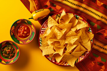 Cinco de Mayo Mexican holiday table arrangement for party. AI generative