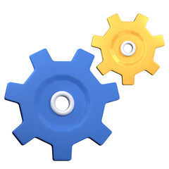 Gear icon wheels 3d icon, 3d setting render illustration