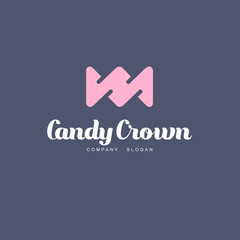 Vector abstract logo design for sweets, candy shop. Candy crown abstract sign.