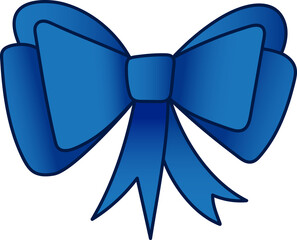 knot ribbon blue for coloring book, doodle ribbon bow hand drawn