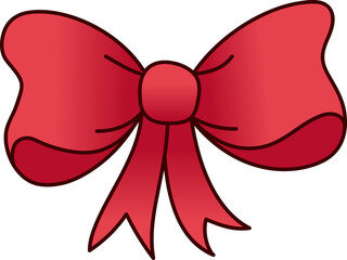 knot ribbon red for coloring book, doodle ribbon bow hand drawn