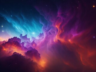 Obraz na płótnie Canvas Vibrant Cosmic Clouds: Exploring the Colorful Splendor of Space's Nebula Clouds