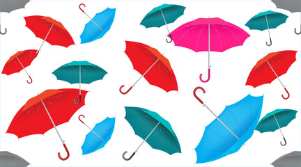 Fototapeta na wymiar Parasol vector, seamless background with umbrellas