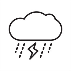 Rainy and thunder icon, Weather forecast icon in line style, outline icon for web and app, thin line icons collection, vector illustration.