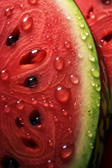 A cut watermelon in close-up. Generative AI.