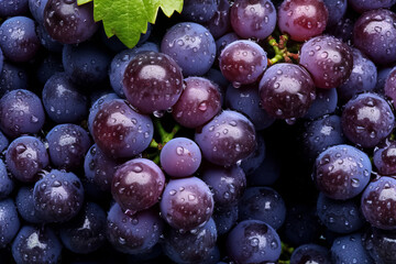 Close up of a bunch of grapes. Generative AI.