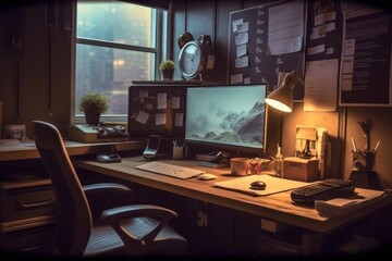 Organized desk with a motivational quote, a to-do list, and a well-structured workspace, representing efficiency and productivity in the office. Generative AI