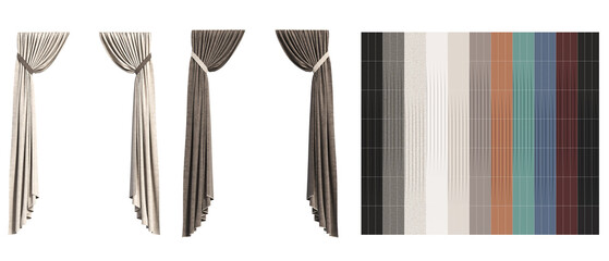 curtain isolated on a transparent background, interior decorations, 3D illustration, cg render