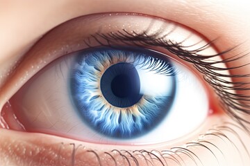 A Realistic Human Iris Up Close: Stunning Blue Eye Zoomed In: Generative AI