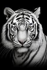 Majestic White Tiger's Gaze - The Cunning Hunter of the Jungle, Generative AI