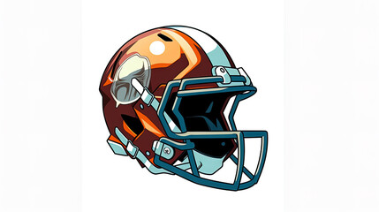 Illustration of an American football helmet isolated on a white background.. Generative AI.