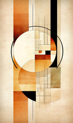 Deconstructed modern style abstract painting represented with geometric shapes.. Generative AI.