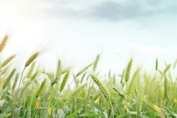 Obraz premium a serene landscape with green grass and a blue sky