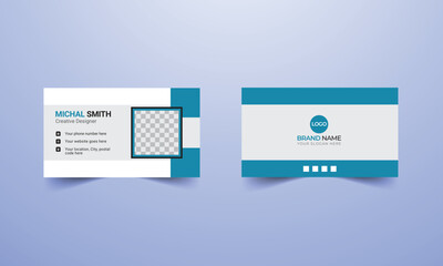 Modern and creative business card design with a light blue color combination and simple style.