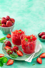 refreshing strawberry and basil granita