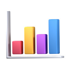 3d charts and graph icon, analysis business financial data, 3d render illustration