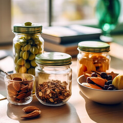 Healthy Snacks in kitchen table