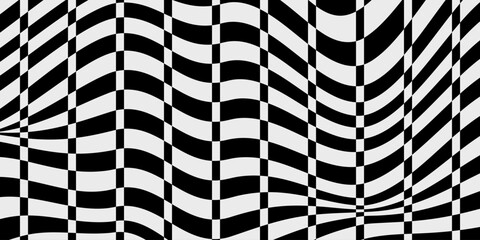 Czarno-biała szachownica. Dynamiczna kompozycja, geometryczne tło na okładki, banery, ulotki, plakaty, tapeta na blog lub social media story.