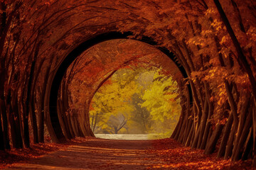 Autumn Tree-Lined Path-Tunnel Backdrop Photography for Wedding, Engagement, Maternity, and Ceremony