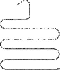 Metal coat hanger for trousers in vintage engraved style. Sketch of coat hanger.