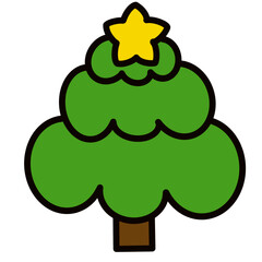 A cute tree with a star on the top