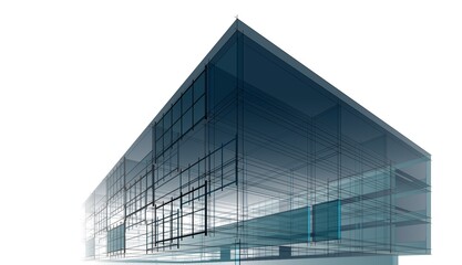 Fototapeta na wymiar Modern building architecture 3d illustration