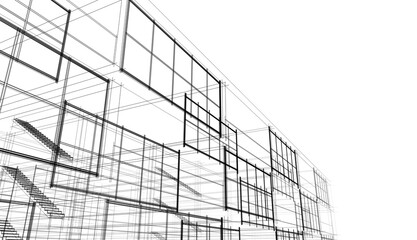 Modern building architecture 3d illustration