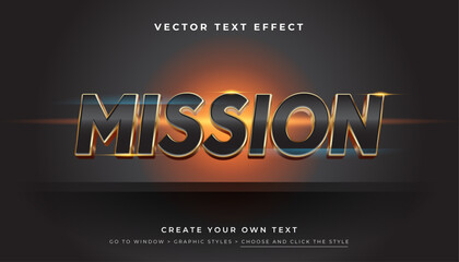 3D Technology Mission, Gold Black Text Effect Graphic Styles, Vector