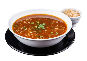 Hot and sour soup on transparent background. Generative AI.