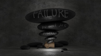 failure symbol on rock , failure concept