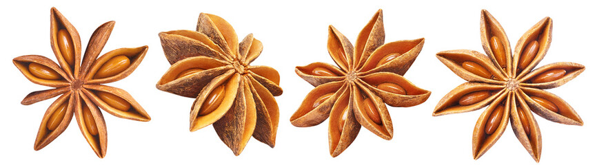 Set of delicious star anise, cut out