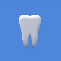 White tooth. Dental model of premolar tooth. 3d vector illustration. 3d rendering. 3d icon isolated