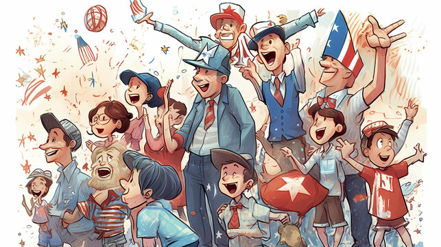 Patriotic Pops: Fun-filled Illustration for Father's Day and Independence Day
