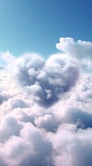 Dreamy Romance: Heart Cloud Formation on a Clear Blue Sky Generative AI