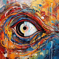 Oil painting of a human eye.. Generative AI.