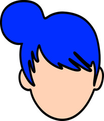 Cartoon face with blue hair