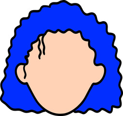 Cartoon face with blue hair