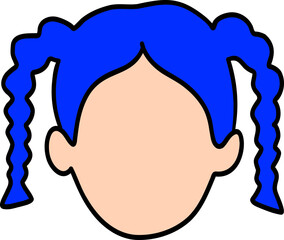 Cartoon face with blue hair