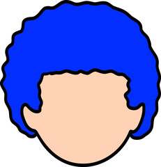 Cartoon face with blue hair