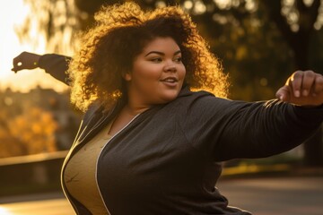 A candid shot of a plus size woman engaged in an active lifestyle. Generative AI - obrazy, fototapety, plakaty