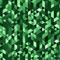 He crafted a mesmerizing pattern of green geometric shapes.