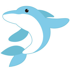 動物　海にいる可愛いイルカのキャラクターイラスト