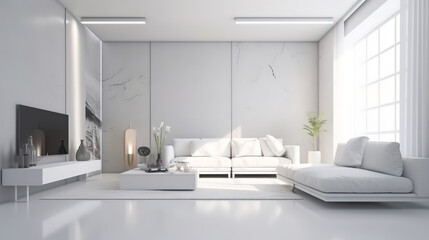 Fototapeta na wymiar Modern interior design of living room. Generative Ai