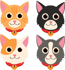 Fototapeta premium Head Cat Vector 4 Set