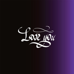 love you lettering card. hand drawn calligraphy. vector illustration