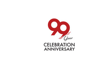 99th, 99 years, 99 year anniversary with red color isolated on white background, vector design for celebration vector