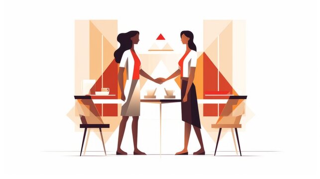 Dos mujeres de pie mir&aacute;ndose a la cara y cogidas de la mano.,