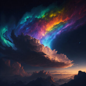 colorful rainbow clodus with dark background