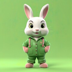 3d illustration of cute rabbits  generative AI