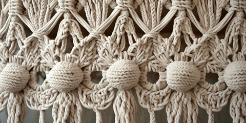AI Generated. AI Generative. Vintage hand made art work macrame with rope knots decoration. Eco hipster boho vibe. Graphic Art